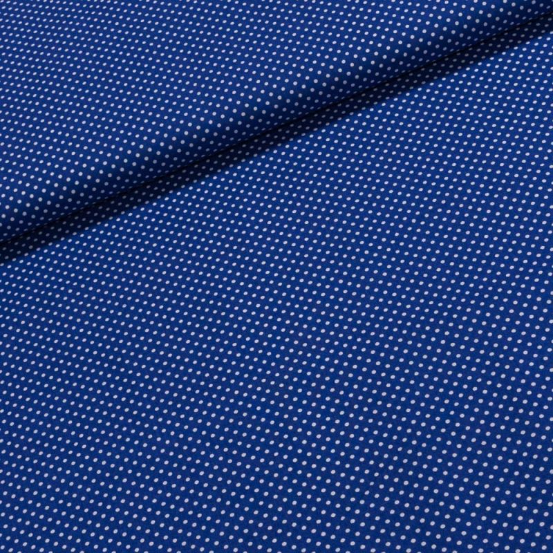 Bavlněné plátno Jolana JO004/08 bílý puntík na královsky modré 2 mm, š.150cm (látka v metráži)