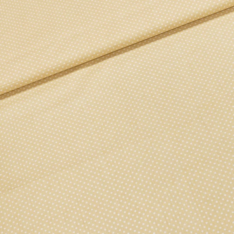 Bavlněné plátno POLO bílý puntík na béžové, š.140cm (látka v metráži)