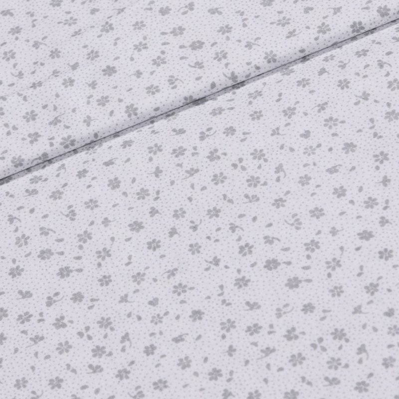 Bavlněné plátno Valerie VA003/07 šedé květinky na bílé, š.160cm (látka v metráži)