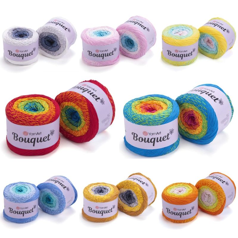 Pletací / háčkovací příze YarnArt BOUQUET melírovaná, ombré, duhová, 250g/500m