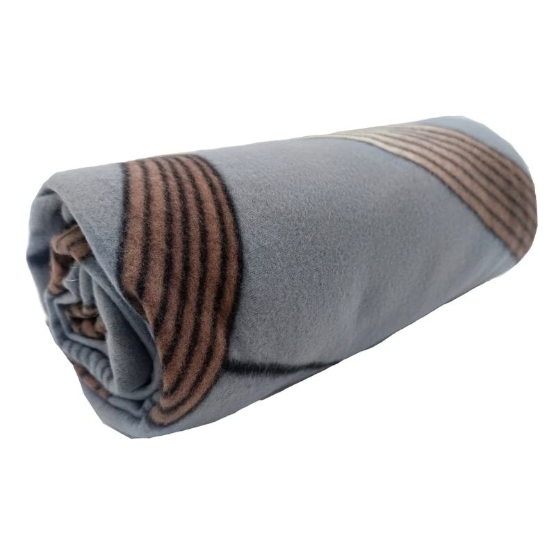 Deka fleece MyHouse GOLD RIBBON šedá s hnědým vzorem, 150x200cm