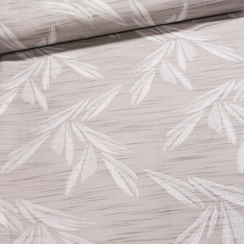 Dekorační závěs PALLAS 03, žakár, listy na béžové, šířka 150cm (látka v metráži)