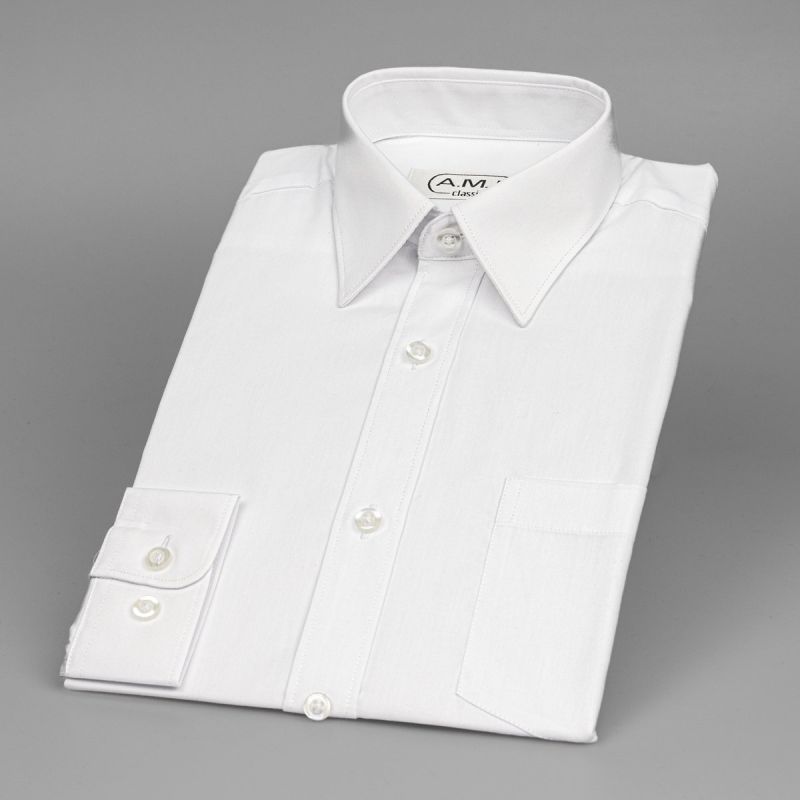 Dětská chlapecká košile AMJ jednobarevná JDC018, bílá, dlouhý rukáv