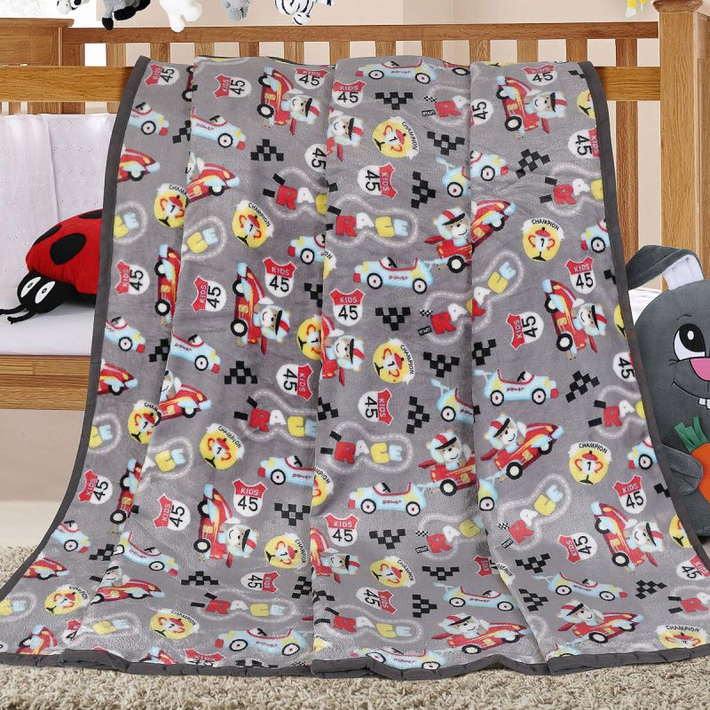 Dětská deka ELLA KORALL MICRO ČERVENÁ AUTÍČKA, šedá, 100x155cm