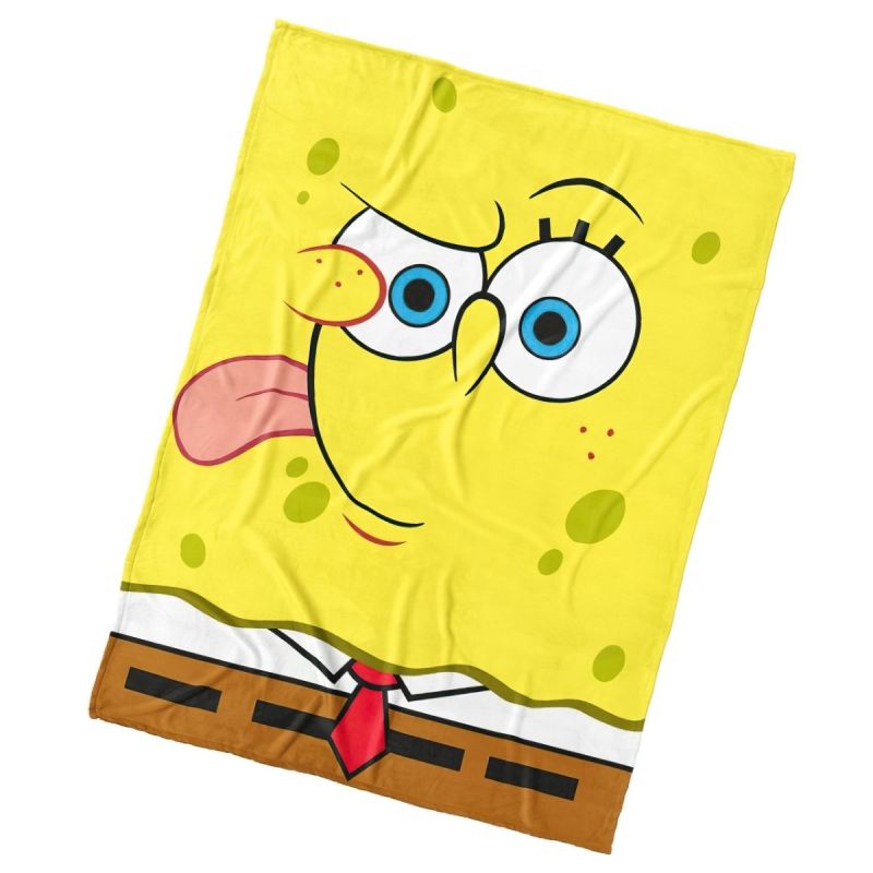 Dětská deka fleece SPONGE BOB EMOJI, žlutá, 150x200cm