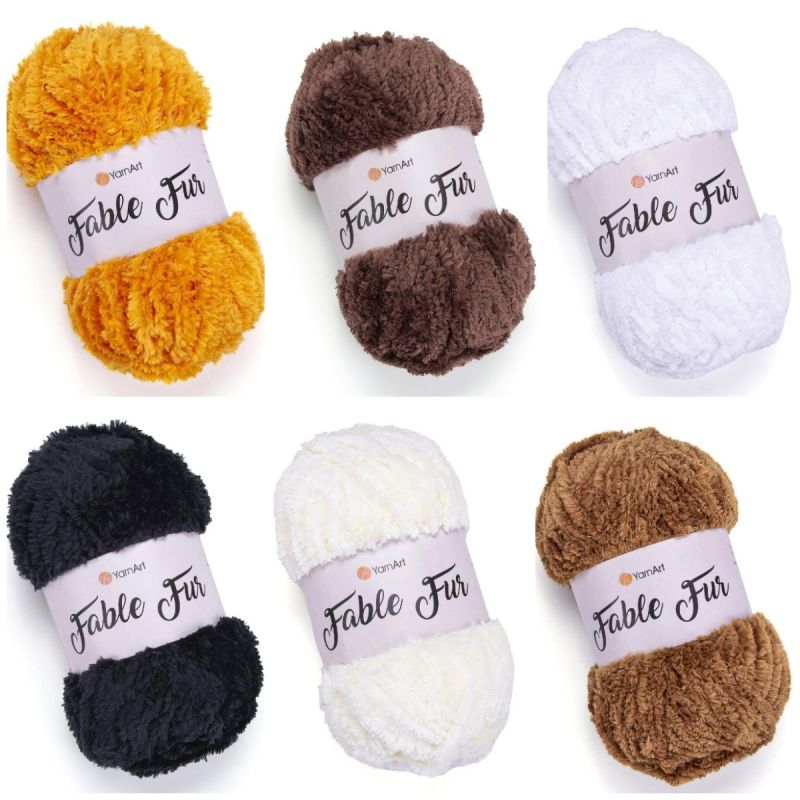 Pletací příze YarnArt FABLE FUR jednobarevná, efektní, 100g/100m