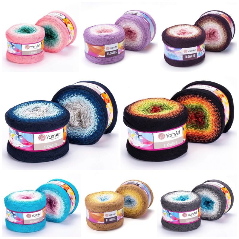 Pletací / háčkovací příze YarnArt FLOWERS, melírovaná (duhová), fantasy, 250g/1000m