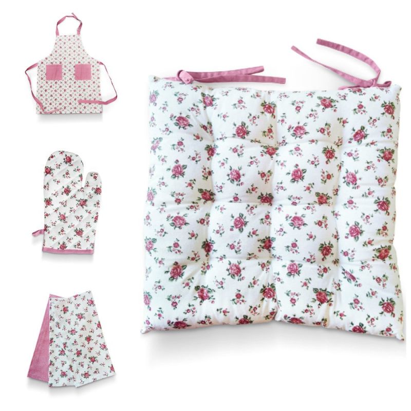 Kuchyňský set KYTKY QK kytičky na bílé (více možností)