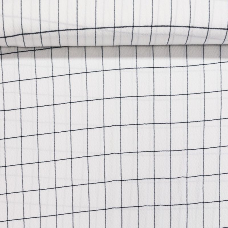 Košilovina bavlněná kreš 1040 1014 bílo-černý obdélník, š.150cm (látka v metráži)