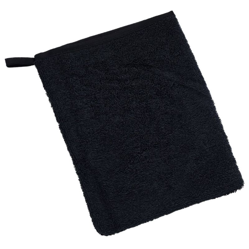 Koupelnová mycí žínka 23/48, bavlněné froté, jednobarevná černá, 17x25cm