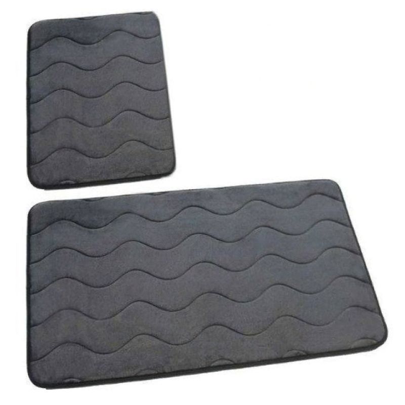 Koupelnová souprava mikrovlákno SUMBA, vlnka, tmavě šedá, 75x45cm (předložka) + 45x35cm (na WC)