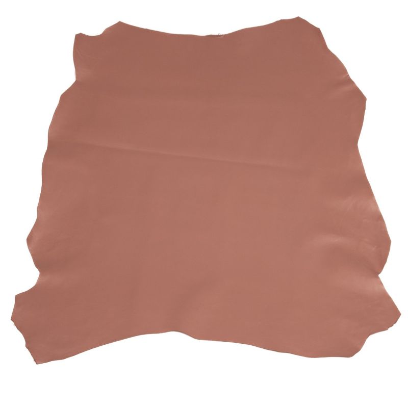 Pravá přírodní kozí kůže / kozinka SKINITO tmavě pudrová, růžová, tloušťka 0,8 - 1 mm, celý kus 60 dm²