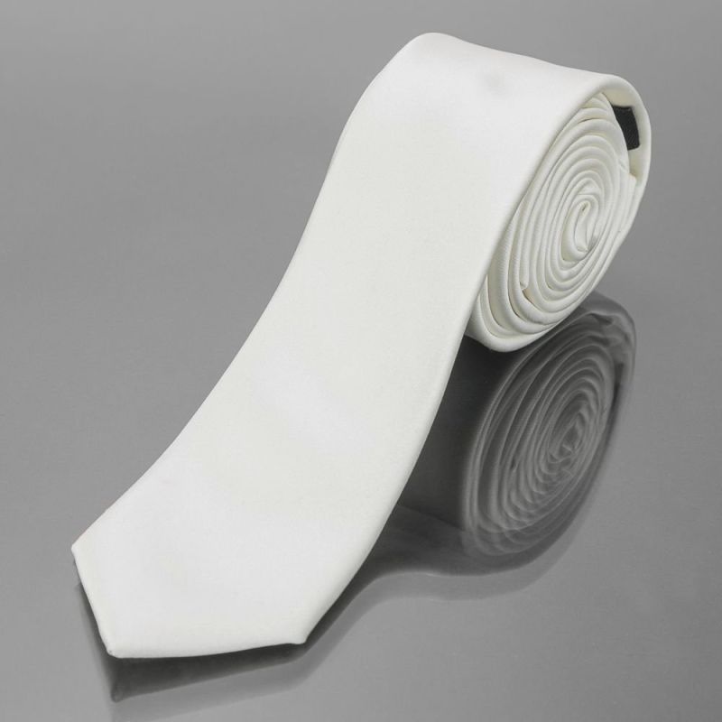 Kravata pánská AMJ úzká jednobarevná KI0003, smetanová