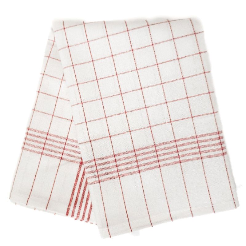 Kuchyňská utěrka ČERVENO / BÍLÁ, károvaná, 55% bavlna + 45% len, 1 kus, 50x70cm