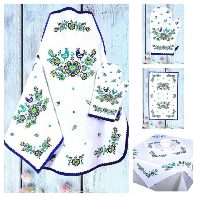 Kuchyňský set FOLKLOR MODRÝ (více možností)