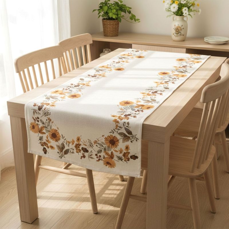 Kuchyňský ubrus CYH5953GC, podzimní rostlinky, oranžová, 40x90cm (obdélník) 