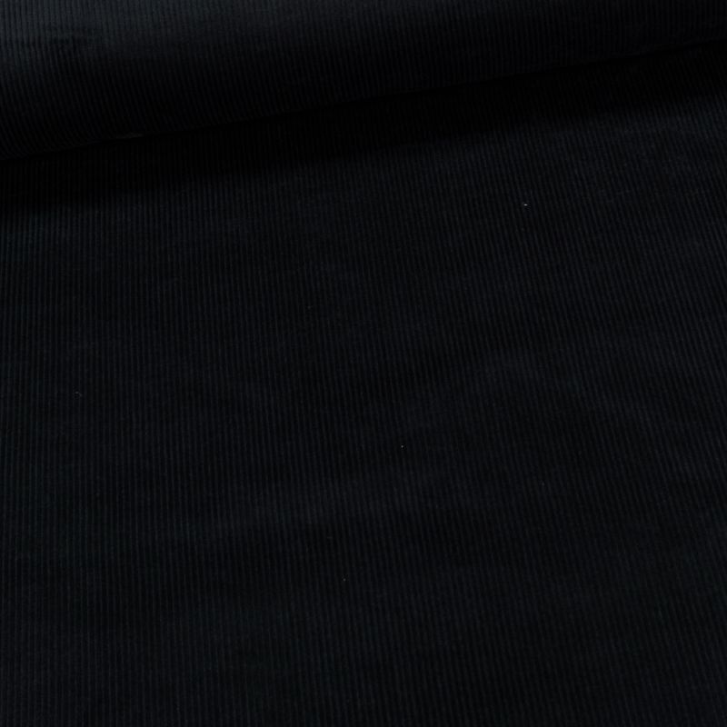 Manšestr bavlněný elastický MR1112-690, jednobarevný černý, š.150cm (látka v metráži)