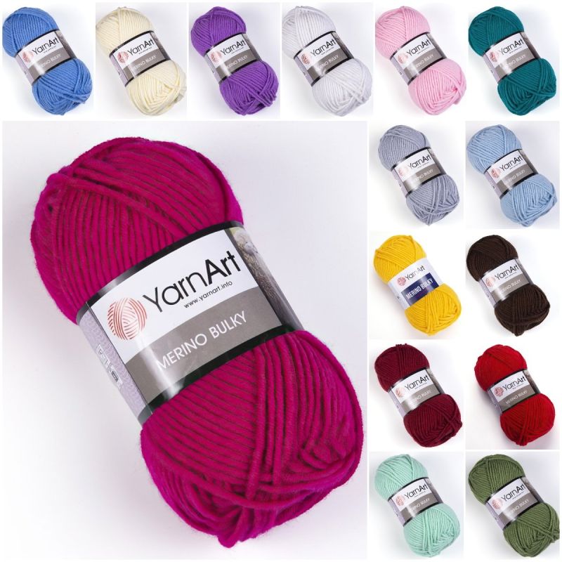 Pletací příze YarnArt MERINO BULKY jednobarevná, 100g/100m