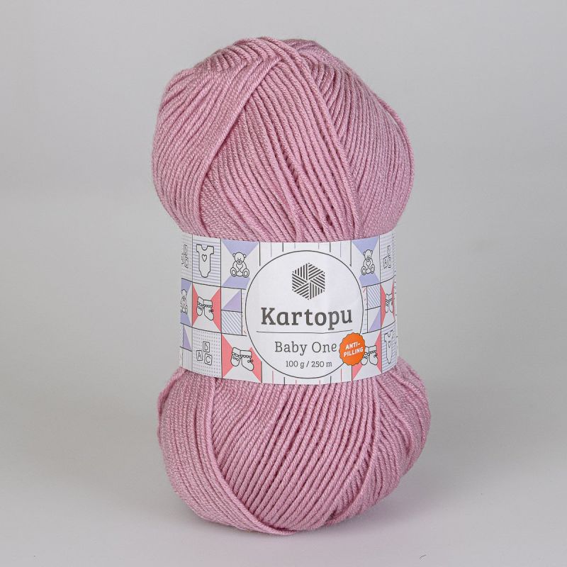 Pletací / háčkovací příze Kartopu BABY ONE K1763 starorůžová, jednobarevná, antipillingová, 100g/250m