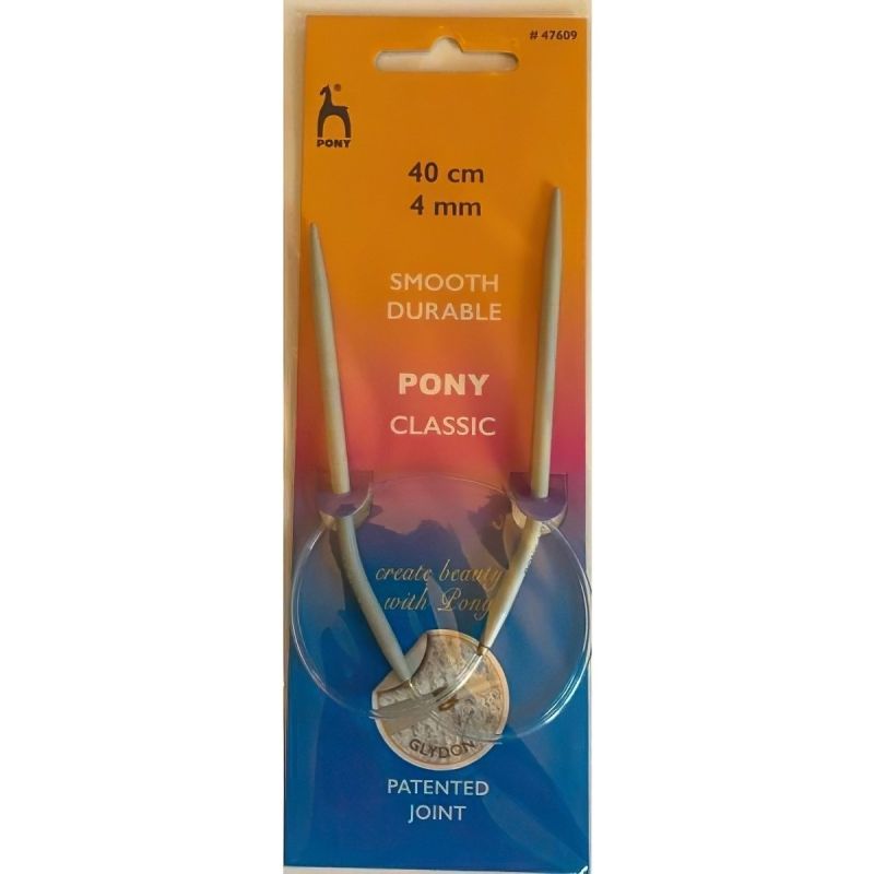 Pletací jehlice PONY, hliníkové, kruhové, 1 kus, délka 40cm, velikost 4mm