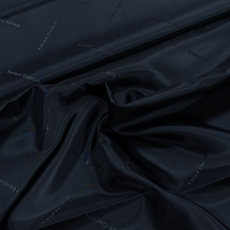 Podšívka viskózová 177 KAISER DESIGN, jednobarevná černá, lesklý nápis, š.140cm (látka v metráži)