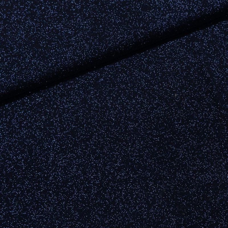 Polyesterový úplet LUREX 1555/03 UNI jednobarevný tmavě modrý se třpytkami, š.150cm (látka v metráži)