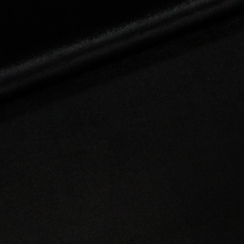 Polyesterový úplet / samet VELVET UNI jednobarevný černý,  š.150cm (látka v metráži)