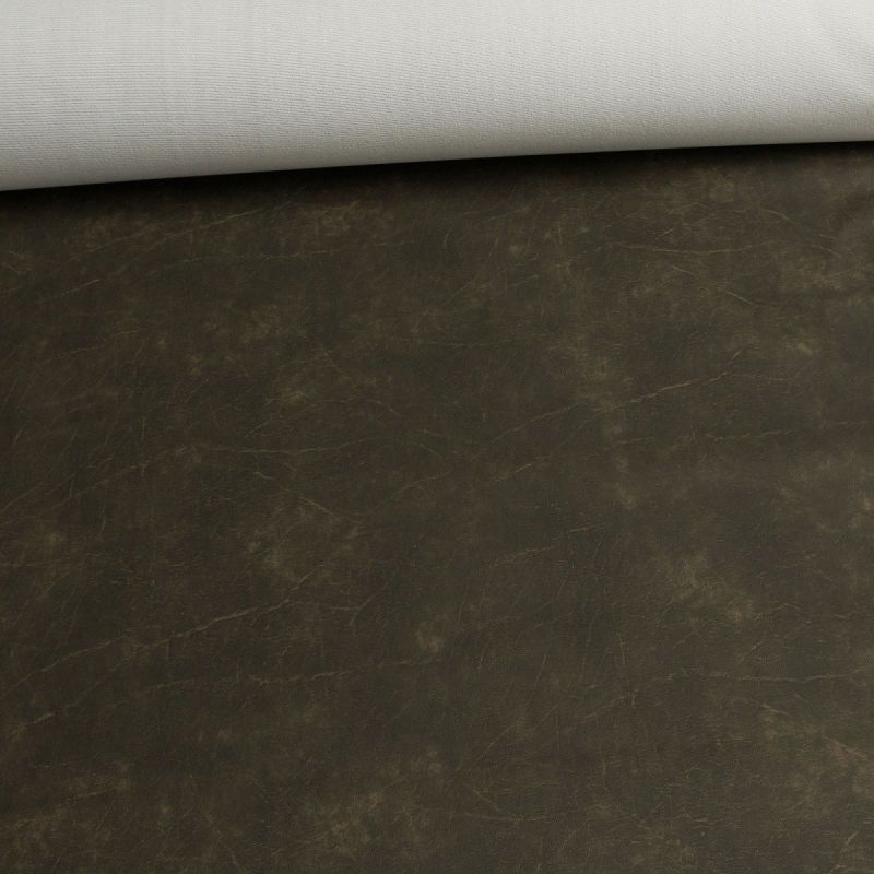 Potahová látka, čalounická koženka s textilním podkladem NATURHAVEN D31-B, zelený khaki melír, š.140cm, 670g/m2 (látka v metráži)