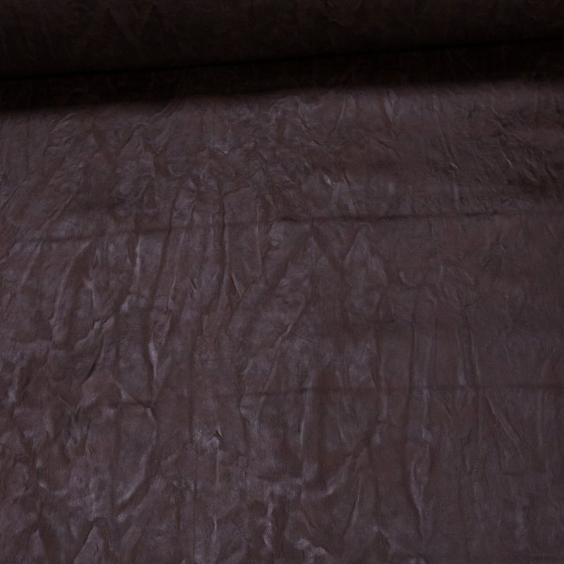 Potahová látka, čalounická koženka s filcem NATURHAVEN 08, extra odolná imitace kůže, tmavě hnědá, pokrčený efekt, š.140cm, 560g/m2 (látka v metráži)