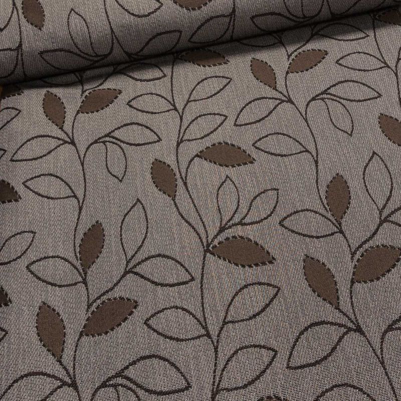 Potahová látka tmavě hnědé listy / oboustranná, š.140cm (látka v metráži)