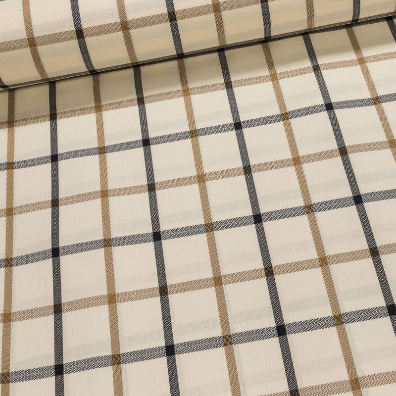 Potahové akrylové plátno (dralon, teflon) na zahradní nábytek, béžové káro, š.140cm (látka v metráži)