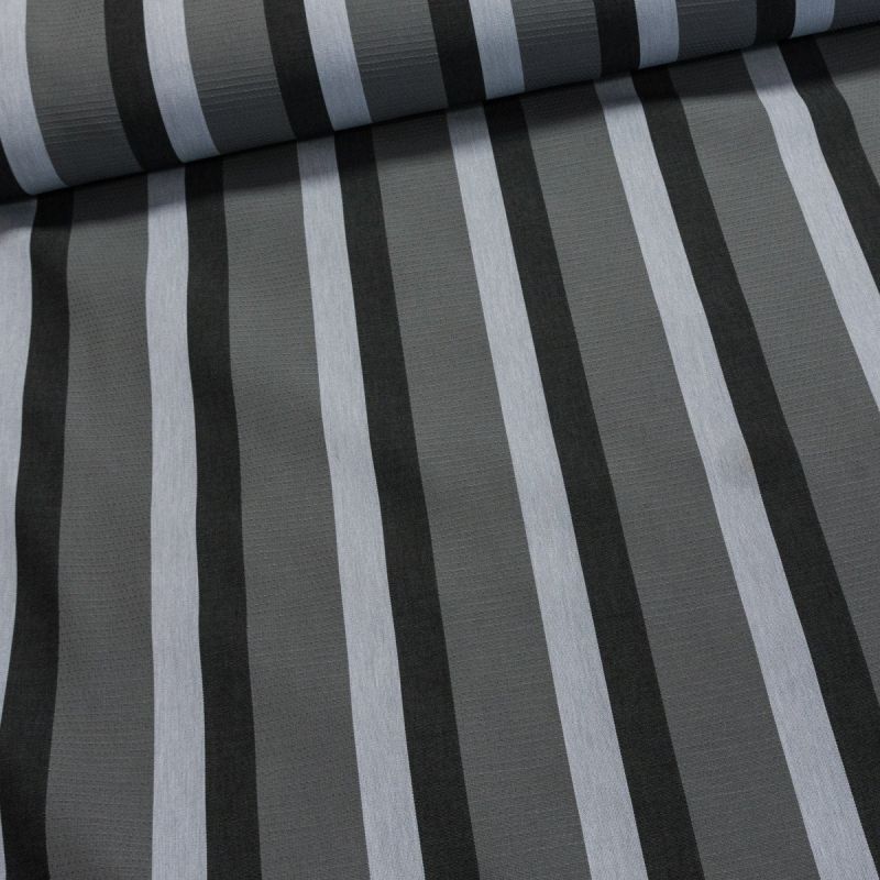 Potahové akrylové plátno (dralon, teflon) na zahradní nábytek, šedé pruhy, š.140cm (látka v metráži)