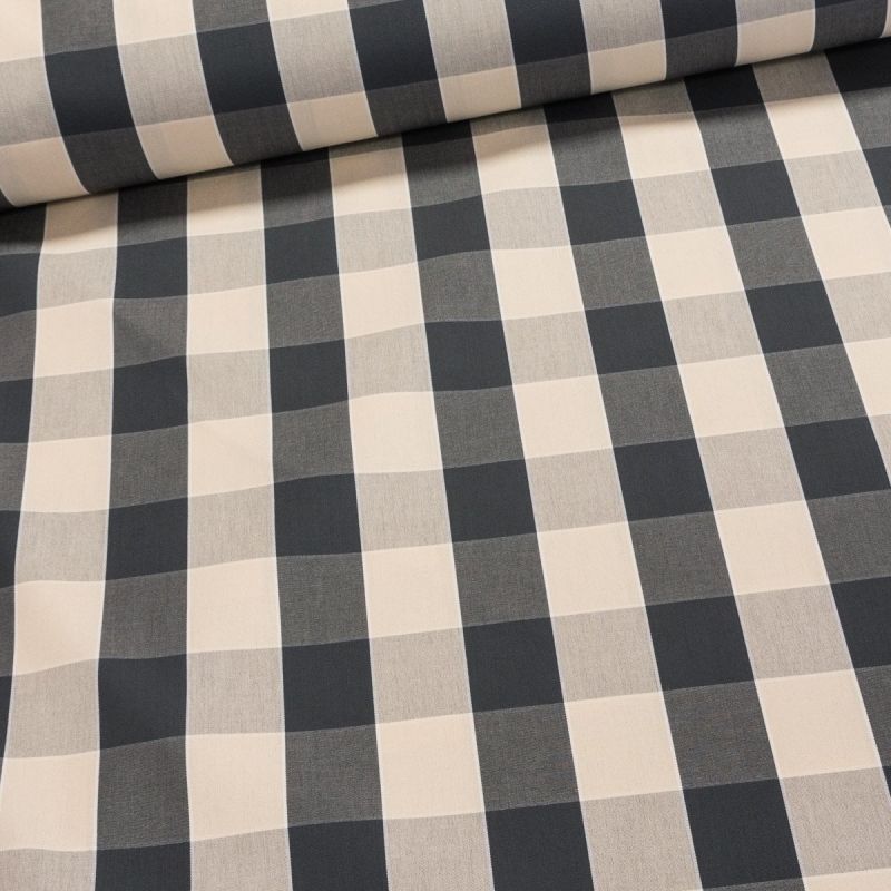 Potahové akrylové plátno (dralon, teflon) na zahradní nábytek, šedo-krémová kostka, š.140cm (látka v metráži)