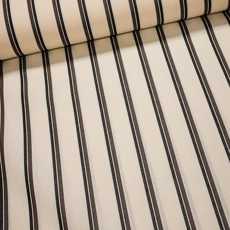 Potahové akrylové plátno (dralon, teflon) na zahradní nábytek, šedo-vínový proužek na smetanové, š.140cm (látka v metráži)