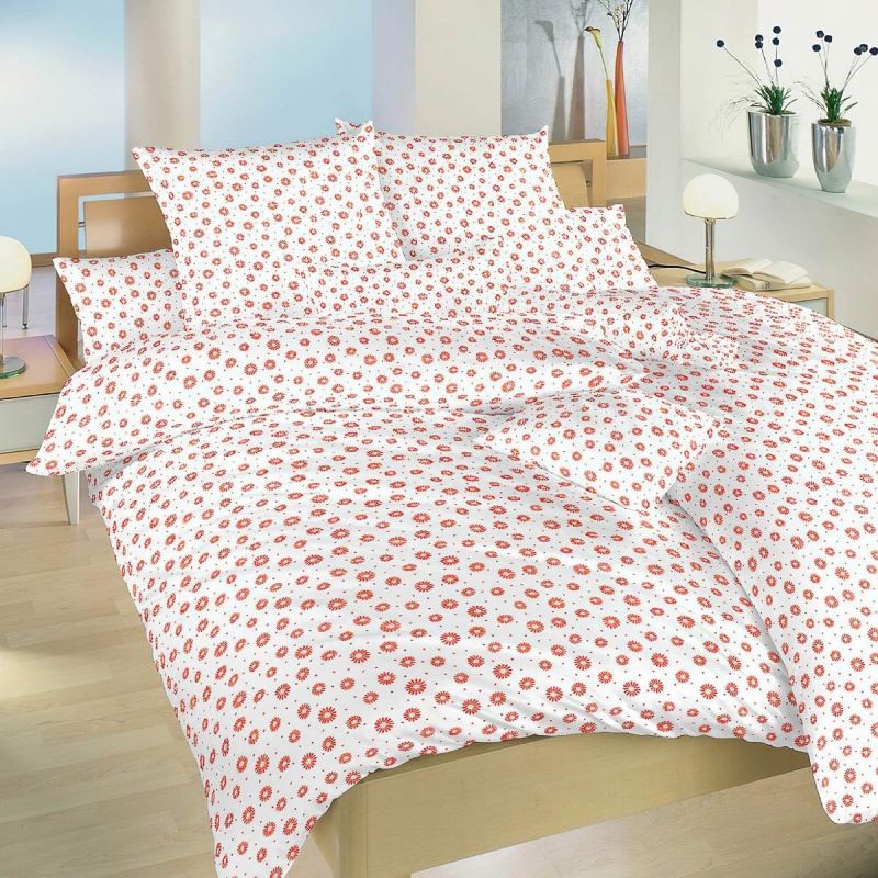 Povlečení ANEŽKA LOSOSOVÁ NA BÍLÉM, květinové, krep, 140x200cm + 70x90cm