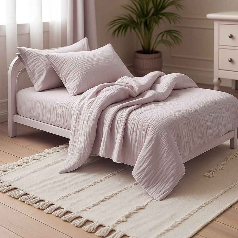 Povlečení Prem MUŠELÍN PREMIUM VIOLET ROSE, jednobarevné, starorůžové, mušelín, 140x200cm + 70x90cm