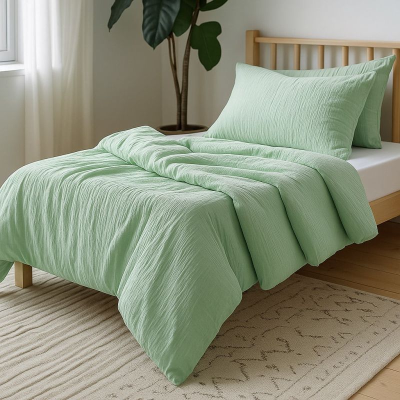 Povlečení Prem MUŠELÍN PREMIUM MÁTOVÉ ZELENÉ, jednobarevné, zelené, mušelín, 140x200cm + 70x90cm