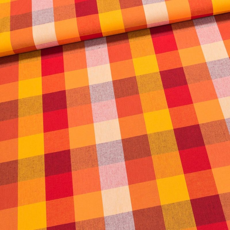 Pravý český bavlněný kanafas ANDREA K5 03128 kostka 5cm, oranžový, š.140cm (látka v metráži)