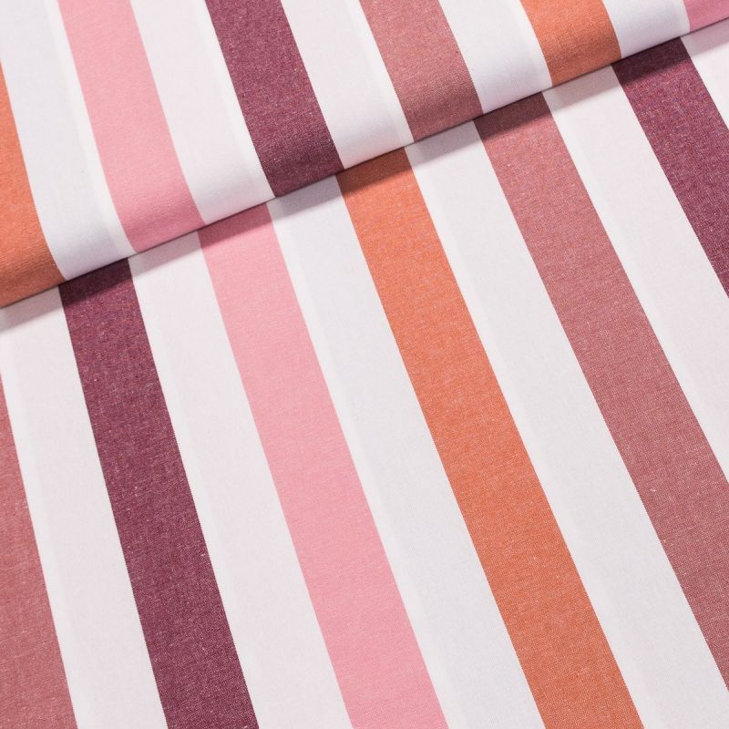 Pravý český bavlněný kanafas BARBORKA P3,5 03605 proužek 3,5cm, růžový, š.140cm (látka v metráži)