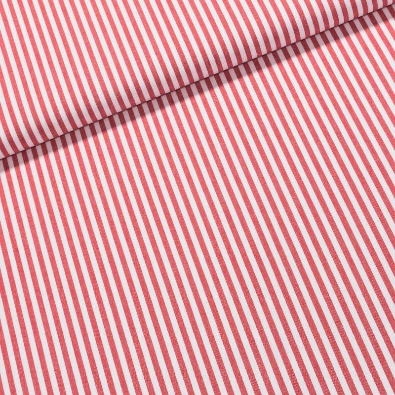Pravý český bavlněný kanafas MÍŠA P0,5 02353 proužek 0,5cm, červený, š.140cm (látka v metráži)