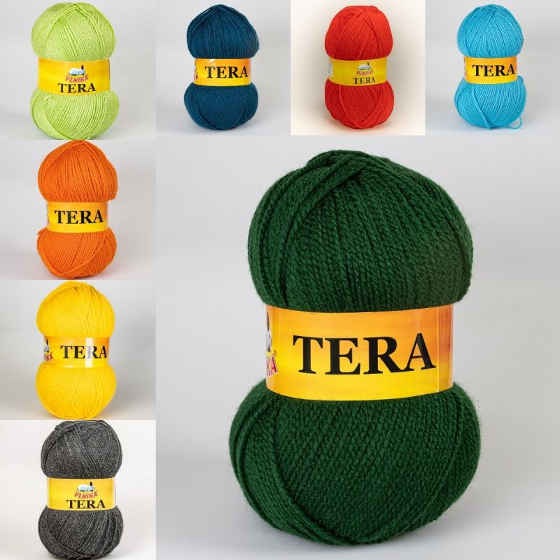 Pletací příze Vlnika TERA jednobarevná, klasická, 100g/310m