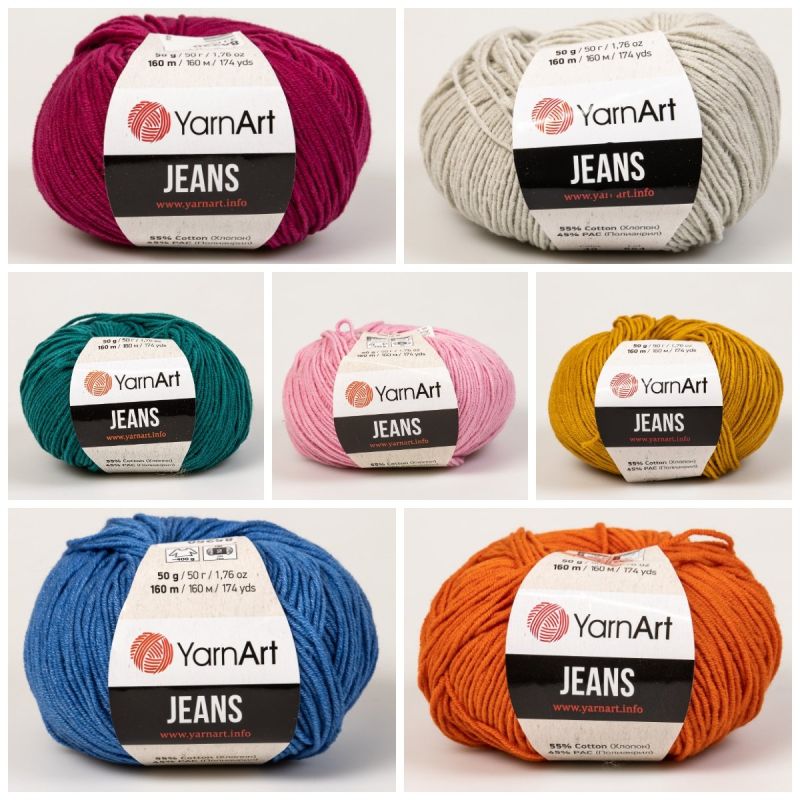 Pletací / háčkovací příze YarnArt GINA / JEANS jednobarevná, více barev 50g/160m