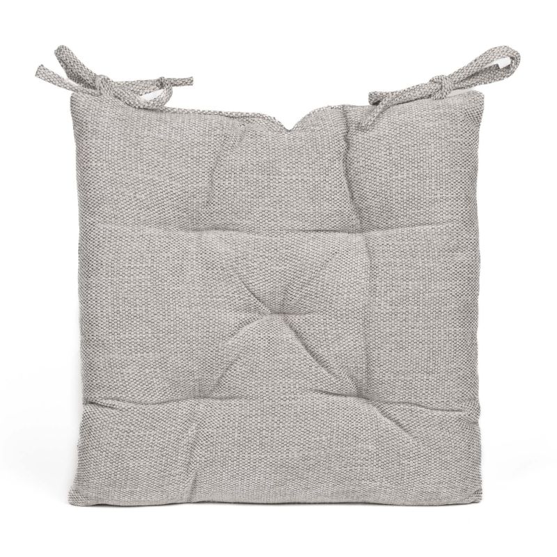 Prošívaný sedák 155963 C, žinýlka, světle šedý, čtverec 40x40cm