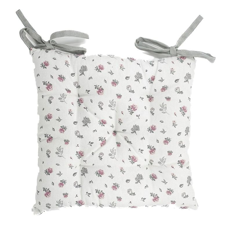 Prošívaný sedák KYTKY QK-127, růžovo-šedá, čtverec 40x40cm