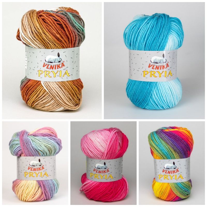 Pletací příze Vlnika PRYIA melírovaná, 100g/245m