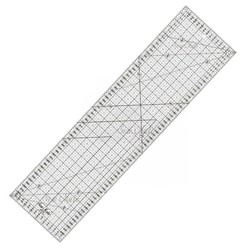 Rastrové pravítko na patchwork, látky DONWEI M1660 BK, černý popis, 16x60cm