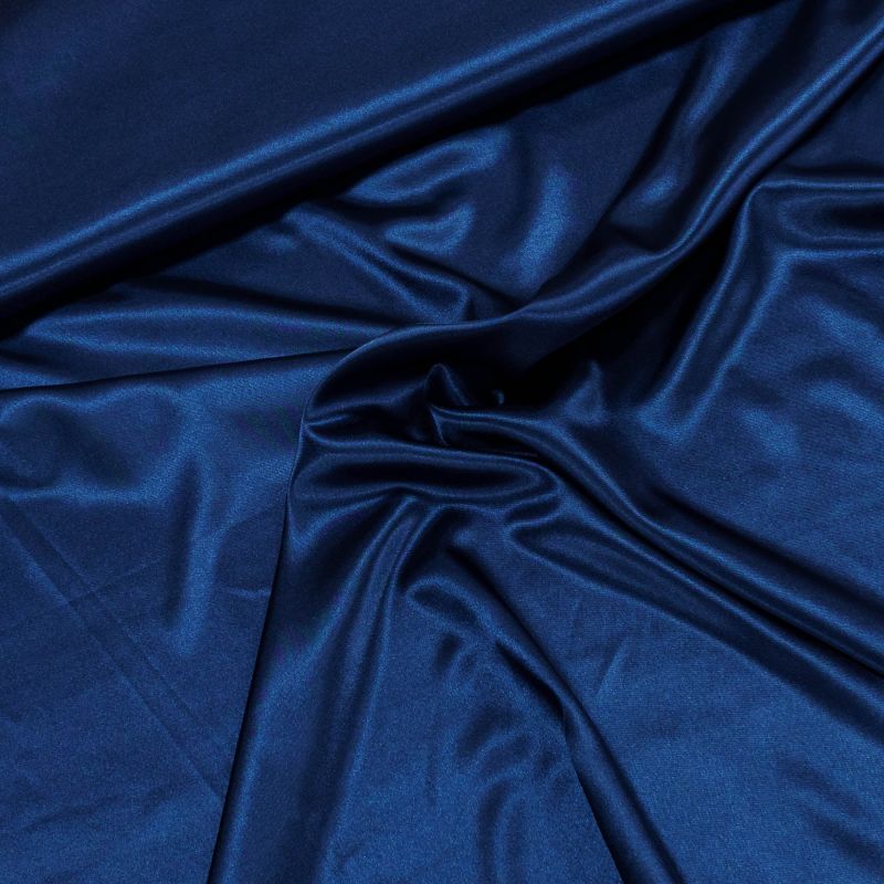 Satén elastický STR SAT 022a, jednobarevná tmavě modrá, š.150cm (látka v metráži)