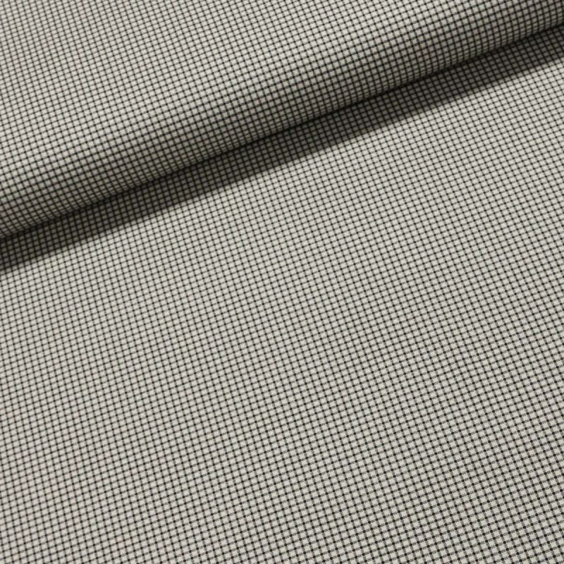 Směsový úplet PUNTO N6403 krémovo-černá drobná kostička, š.145cm (látka v metráži)