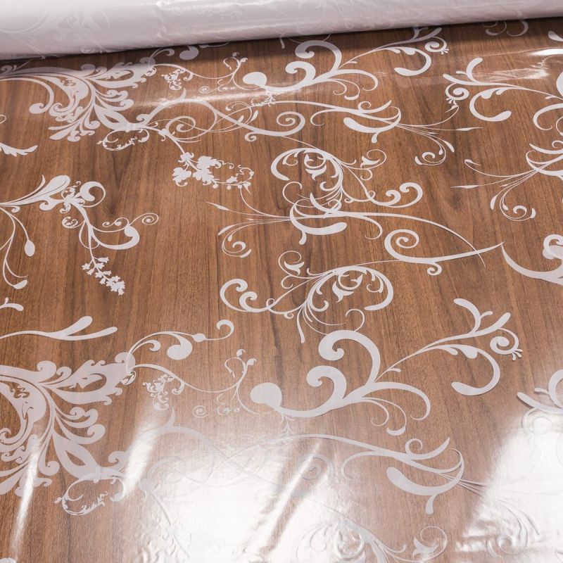 Ubrus PVC průhledný 29E/29, bílý ornament, š.140cm (metráž)