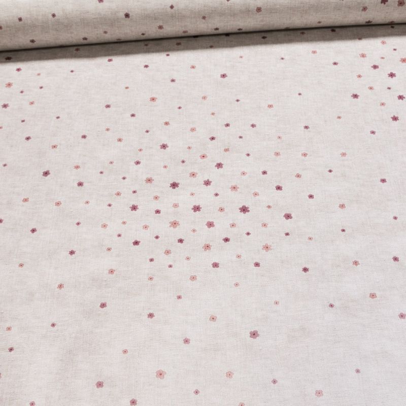 Ubrus PVC s textilním podkladem 25V/03 růžové kytičky na béžovém žíhání, š.140cm (metráž)